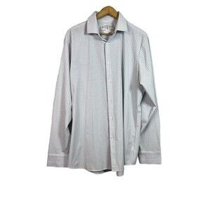 Mizzen + Main Grid Plaid White Long Sleeve Button Down X-Large Trim Fit